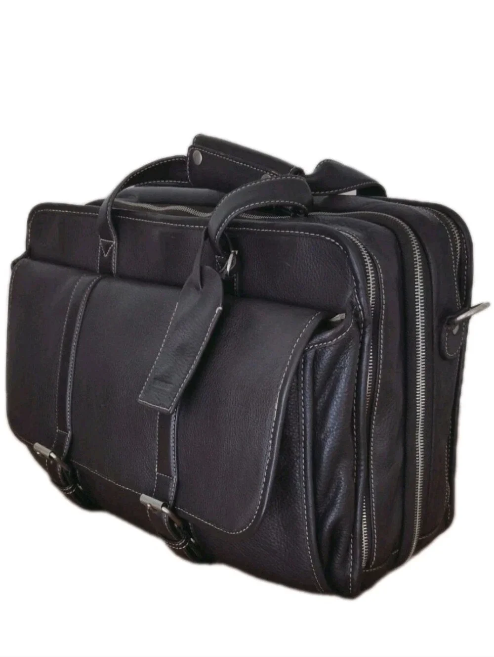 Levenger Luxury Pebbled Leather Expandable Briefcase.